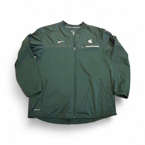 Nike Michigan State Spartans Jacket Mens Extra Large Green Track Top Windbreaker - Picture 6 of 12